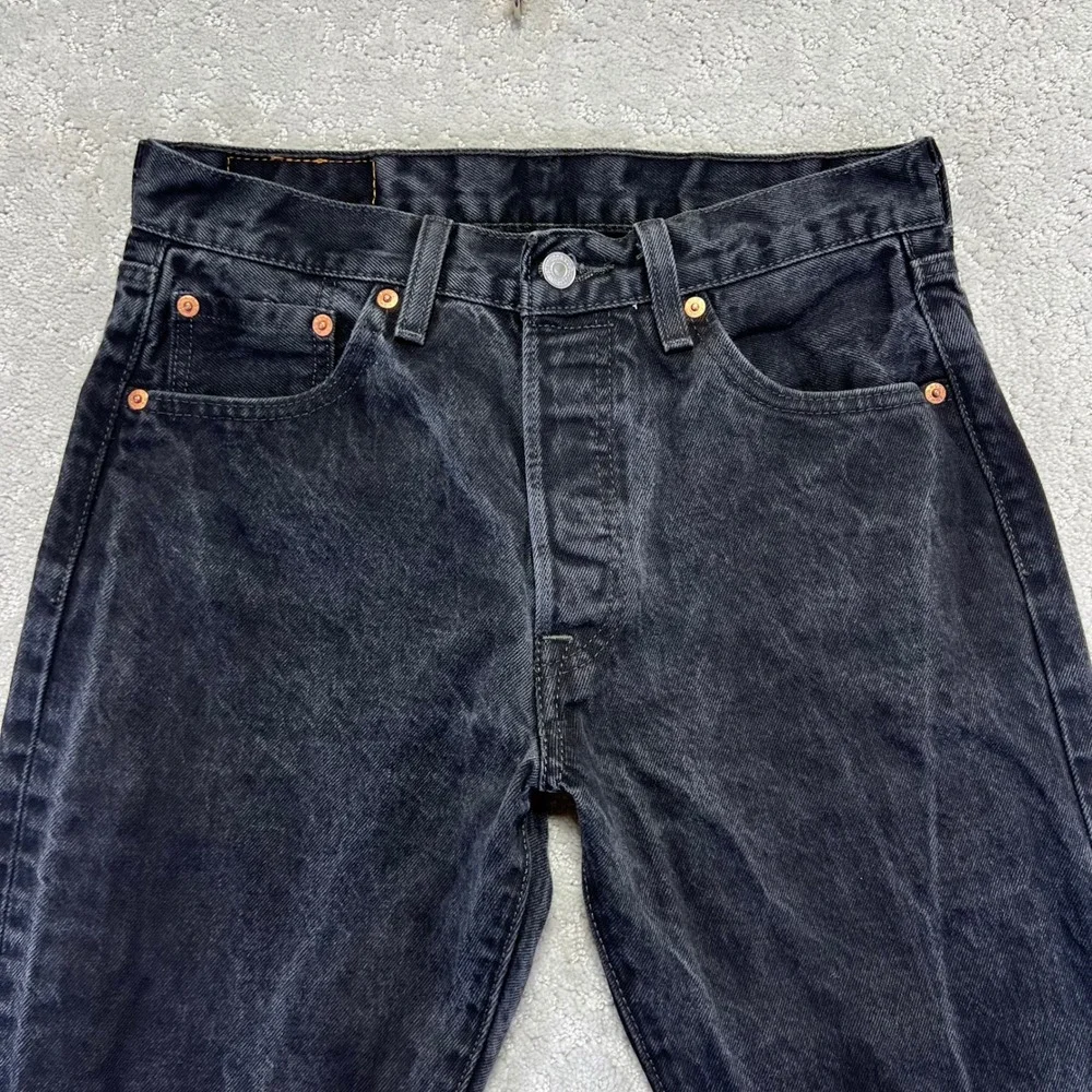 Levis 501 Jeans Mens 30x 32 Black Faded Original Straight‎ Denim 29x30 Actual